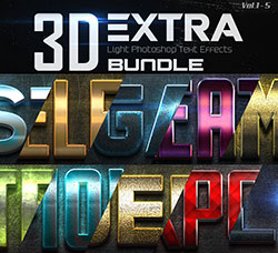 极品PS样式－50个高品质金属质感的3D字效(第一版/含PSD模板)：New 3D Extra Light T